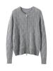 Women's Double Zipper Cable Knit Cashmere Cardigan - 2026 Autumn/Winter Loose Fit Round Neck Outerwear