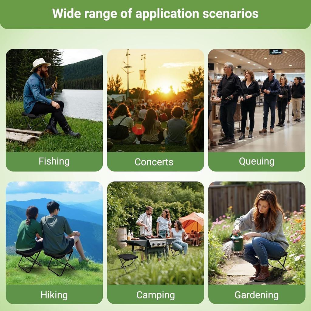 Camping Folding Chair Portable Folding Chair with Carry Bag Handheld Camp Stool Outdoor Footstool for Travel Walking Hiking Fishing Picnic Barbecue