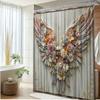 1Pc Angel Wings Floral Shower Curtain Bathroom Decor Polyester Fabric With 12 Hooks 70.8X70.8 Inches Bathtub Divider Wall Hangin