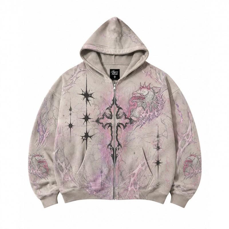 Jeugd Trendy 3D Digitale Print Hoodie met Rits Sweatshirt Tieners Herfst Casual Kleding
