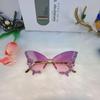 Women's High-End Rhinestone Butterfly Frameless Sunglasses for Party & Catwalk Events