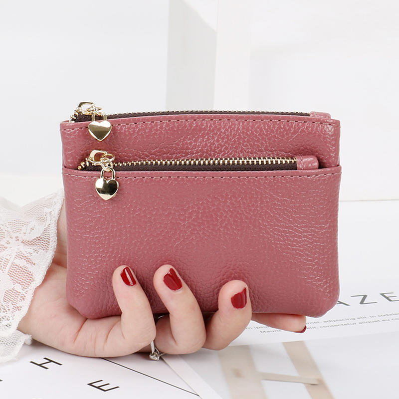 PU Leather Coin Purse Wallet With Card Slots Coin Organizer Change Holder Card Case Leather Zipper Storage Bag