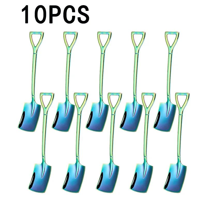 Vintage Shovel Design Stainless Steel Coffee Spoon Creative Ice Cream Cake Watermelon Dessert Multipurpose Kitchen Tool Unique