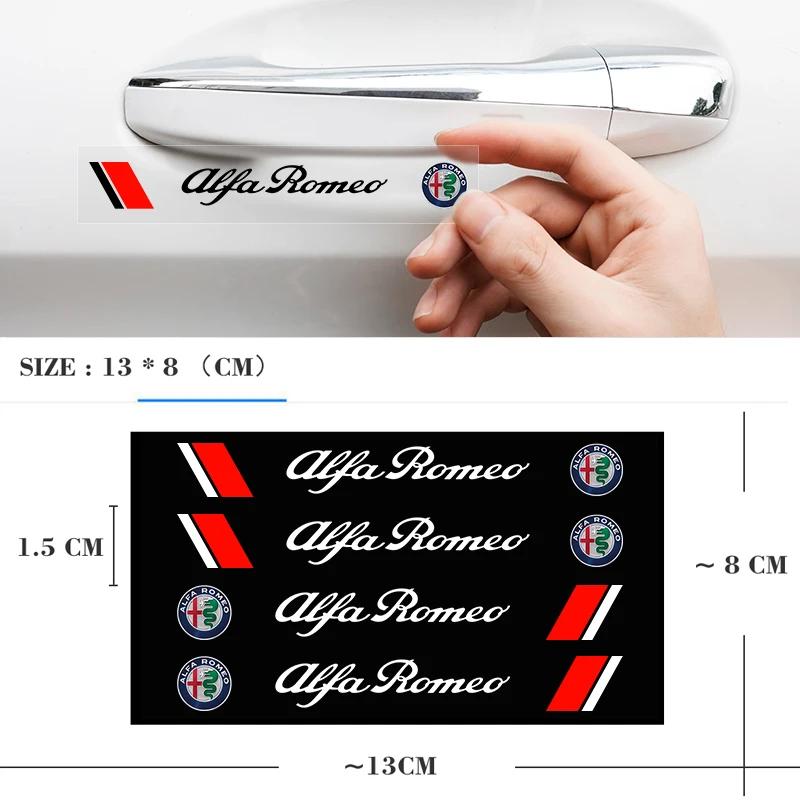 4PCS Car Styling Door Handle Decoration Stickers Decals For Alfa Romeo Giulia Giulietta 156 159 147 Mito Stelvio Sportiva GT
