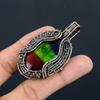 Tri Color Labradorite Pendant, Handmade Gemstone Pendant, 999 Copper Wire Wrapped Pendant Antique Jewelry, For Engagement Gift