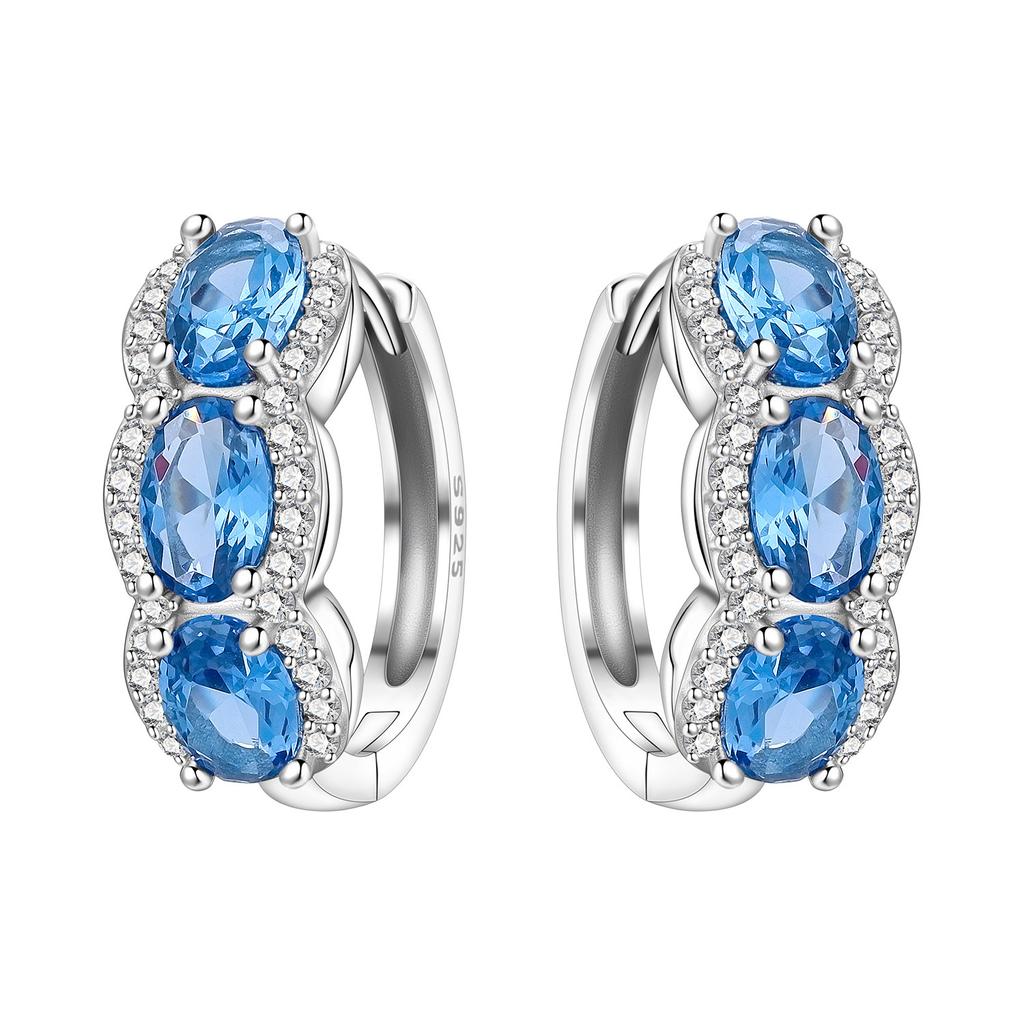 Orstarry 925 Silber Blauer Zirkon Sternenhimmel Ohrring Original Schmuck Creolen Damen Schmuck Party Trendige Geschenke