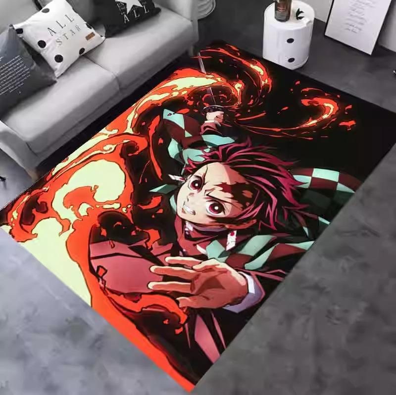 MINISO Anime Demon Slayer Peripheral Carpets Bedside Floor Mat 2D Anime Floor MATS for Student Dormitories and Bedrooms Rug