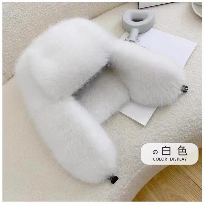 Thickened warm imitation fur snow hat Men's and women's same winter windproof hat Outdoor plush ear protection hat