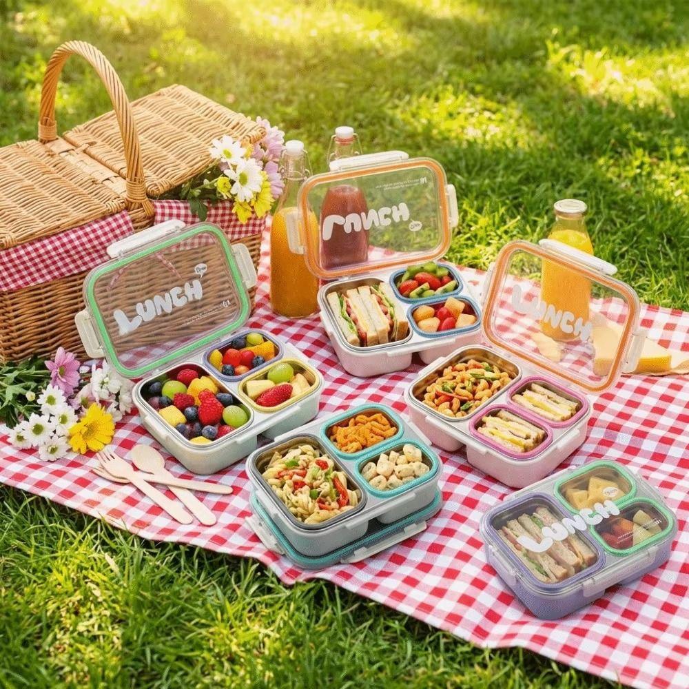 Sealed Design Portable Food Container Food Grade Divided Lunch Plate  Outdoor Activities