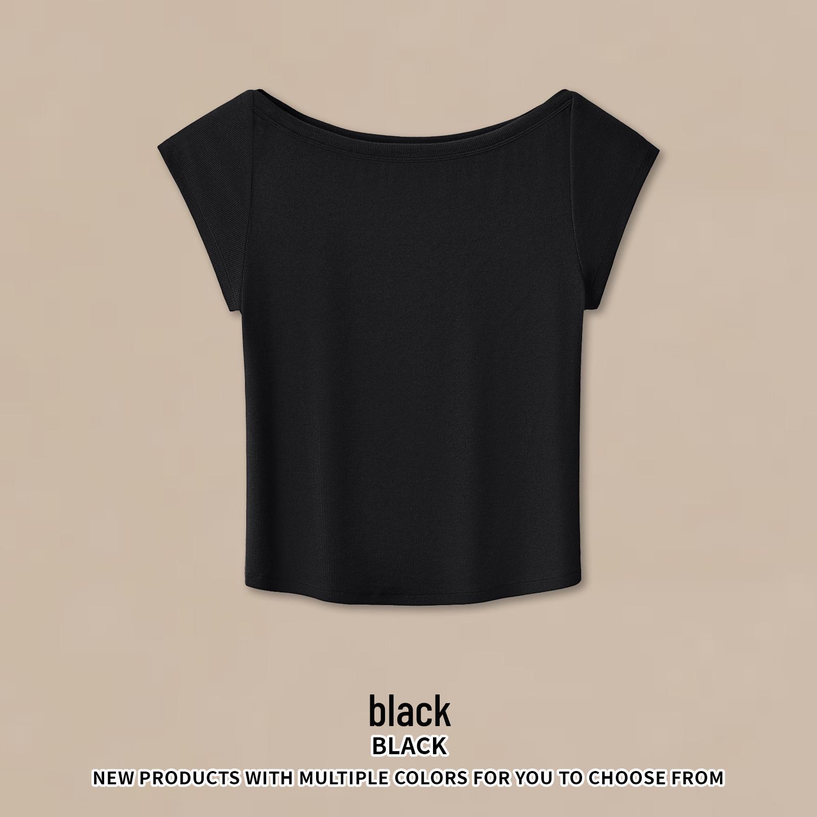 

RS Women s Clothing | European & American Style Retro One-shoulder Tight-fitting T-shirt, Skin-friendly Elastic Short-sleeve for Women Extra Large чорний