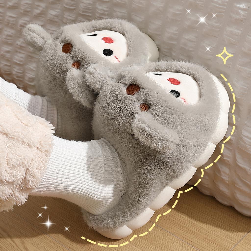 Cute Cotton Slippers Winter Indoor Home 2025 New Outer Wear Thick Bottom Plush Warm Cotton Mop Winter