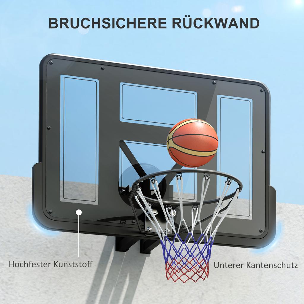 Wandmontierter Basketballkorb, Reißfestes Netz, Wetterfest, Langlebig, für den Innen- und Außenbereich, Schwarz