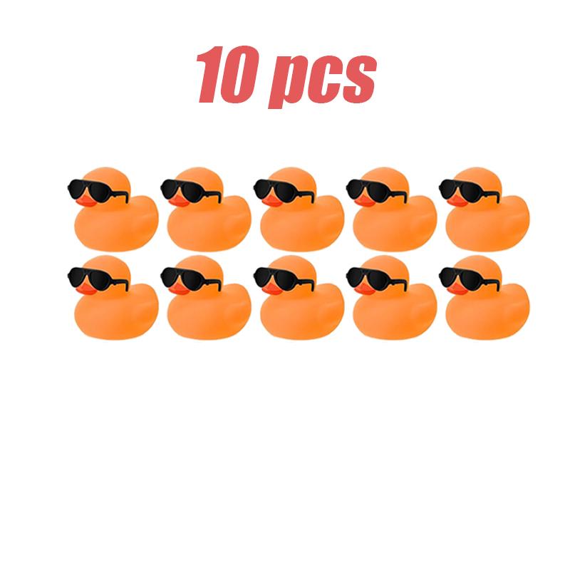 1-100 Stuks Mini Oranje Rubberen Eendjes Set Groothandel Met Zonnebril Drijvend Piepend Miniatuur Rubberen Eend Speelgoed Voor Kinderfeest Verjaardag Benodigdheden