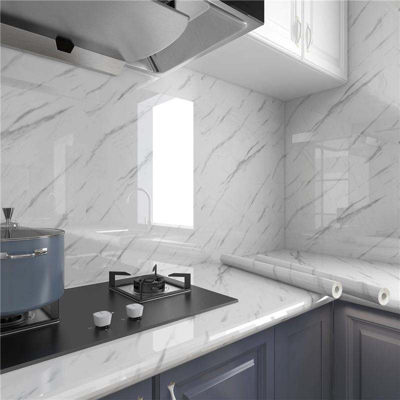 Imitation Marble Thickend Self-adhesive Kitchen Cooktop Protective Film Marble Desktop Film High Temperature Oil Resistant Sticker