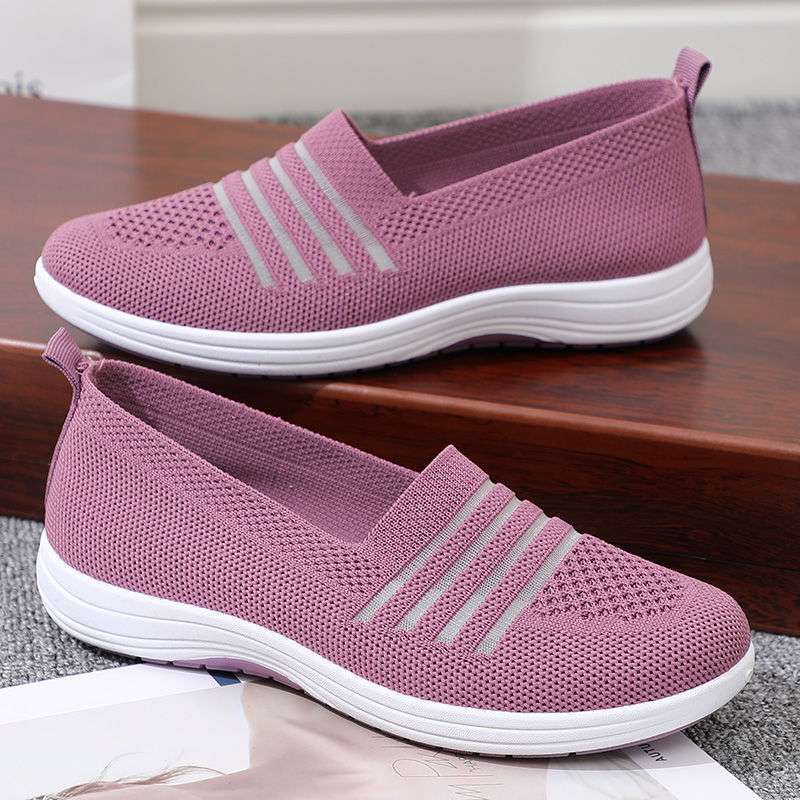 Spring and summer new flying woven old north cloth shoes women's casual running sports shoes summer mesh shoes non-slip breathable single shoes