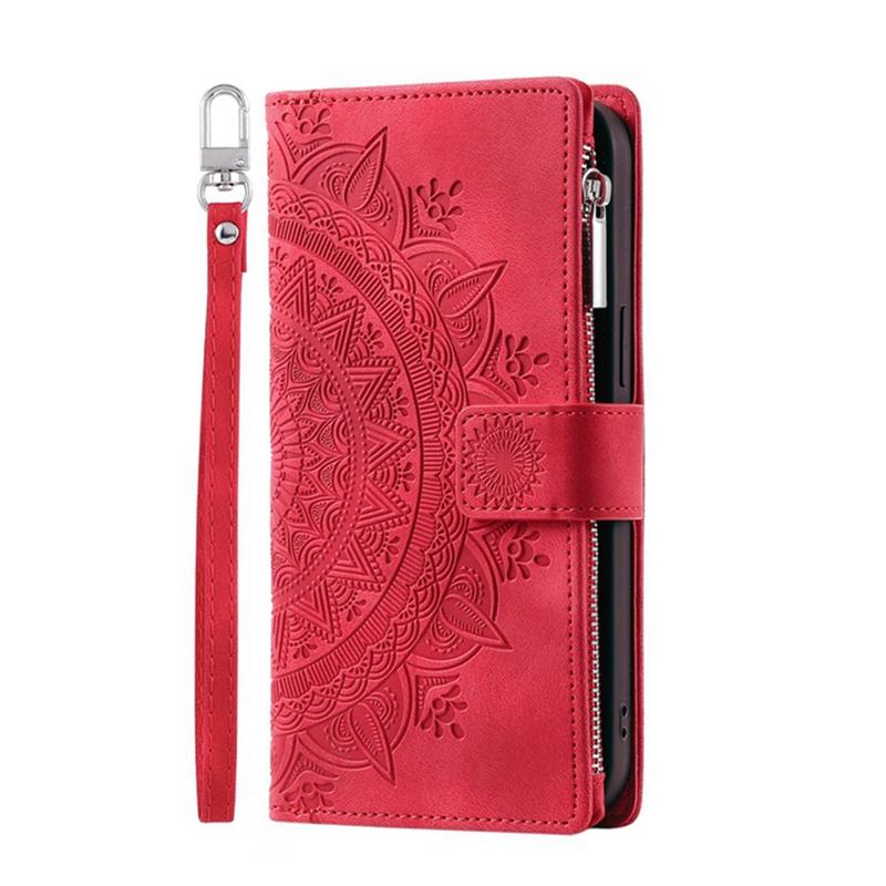 Luxury Zipper Wallet Case for iPhone 14 15 16 17 Pro Max Air 16E 13 12 11 Pro XR XS 7 8 SE Embossed Leather Card Slot Phone Bag