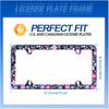 Watercolor Purple And Pink Hibiscus Flowers License Plate Frame License Plate Stainless Steel Parts Colorful License Plate Decorative With Screws