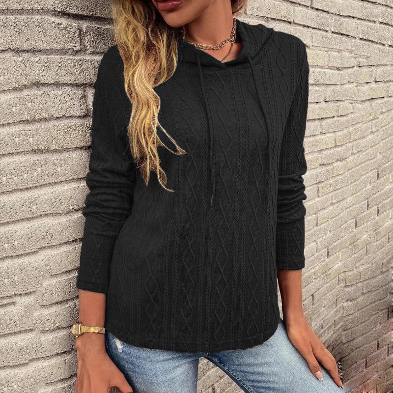 Top da Donna Autunno Inverno Camicia Scollo a V Monopetto Top Casual Felpa con Cappuccio Colore Unico Larga Moda Donna Felpe