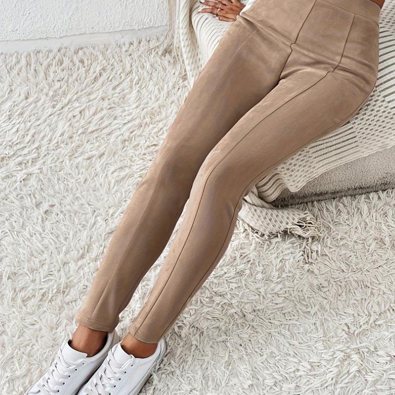 

2025 European & American Women s High Waist Solid Color Skinny Pants Fashion XS верблюд