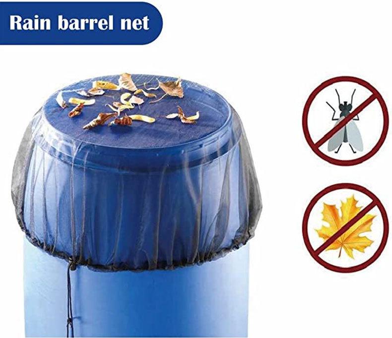 Garden Patio Rain Barrel Mesh Cover - Black Insect & Leaf Protection