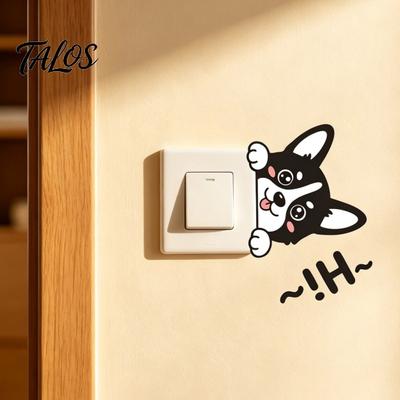 Waterproof Vinyl Switch Labels Cute Dog Decal, Cartoon Puppy Light Sticker, Peel Decorative Decals And Stick Wall Sticker for Bedroom Living