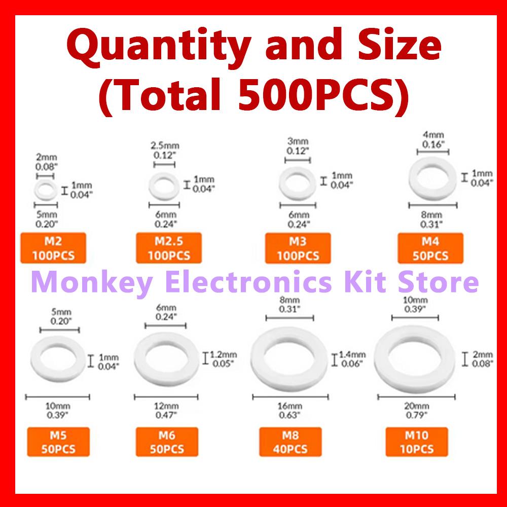 111PCS/1 Set M1 M1.1 M1 M1 M1 M6 M8 M11 White Plastic Nylon Flat Washer Flat Gasket Screw Bolt Insulation Washer Assembly Kit