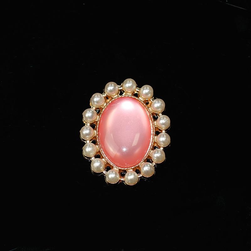 10Pcs Alloy Accessories Pearl Rhinestone Oval Flower Plate Diamond Buckle DIY Handmade Bridal Headgear Group Fan Accessories Material