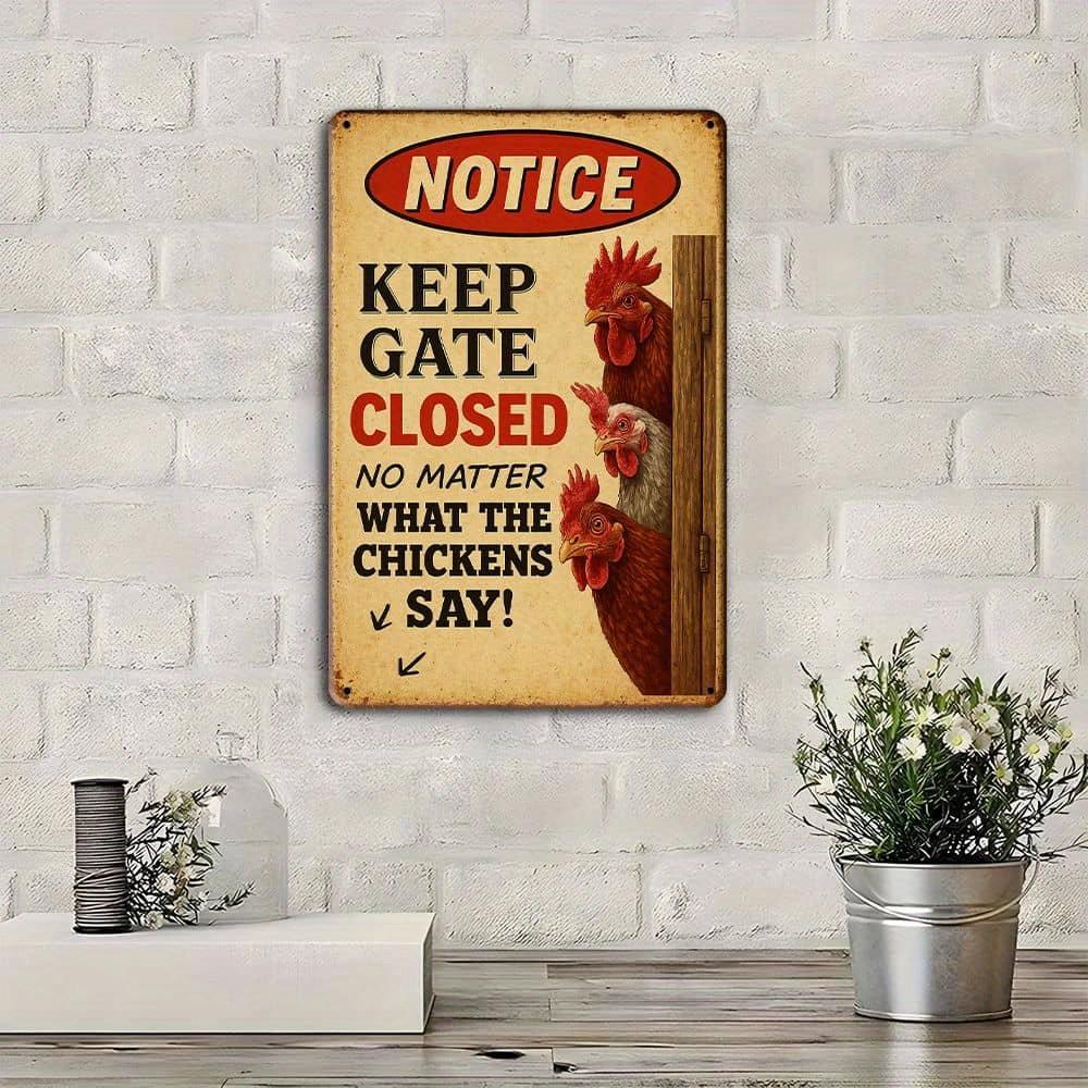 "Håll grinden stängd" humoristisk metallskylt, 8x12 tum gårdsdekor.