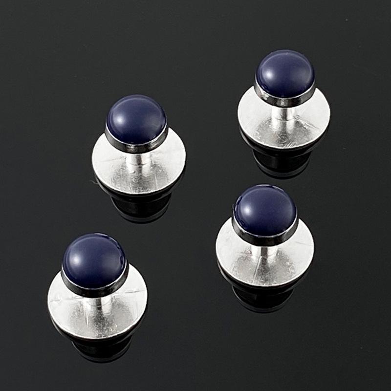 Silver Round Cufflink & Tuxedo Stud Set for Men's Wedding or Party