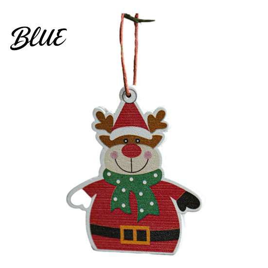 Classic Red White Decorations Christmas Tree Wooden Pendant Vintage Cartoon Ornament with Lanyards Hanging Lightweight Pendant for Holiday