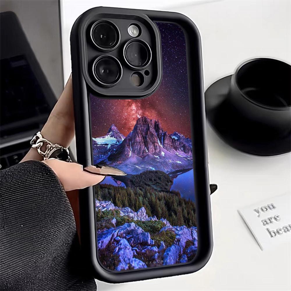 LZ25 Mountain Peak Forest Snow Silicone Phone Case for Infinix Smart 9 Hot 40i Tecno Camon20 Moto G22 G30 OnePlus Google Pixel 9 Shockproof Back Cover