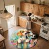 Flower Fence Dog,Round Area Rug,Carpet Rug for Living Room Bedroom Sofa Playroom Decor,Non-slip Floor Mat