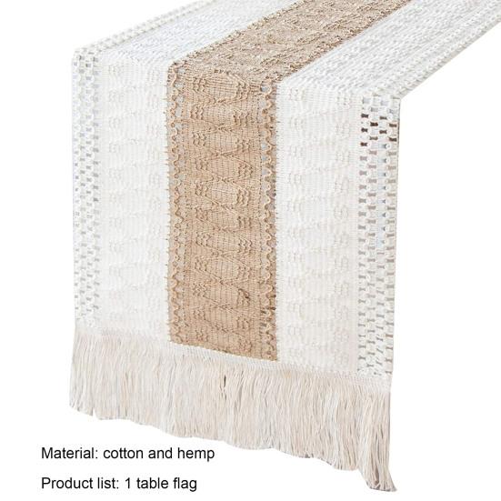 1 Stripe Table Runner Bohemian Heat-resistant Cotton Flax Wedding Banquet Table Runner with