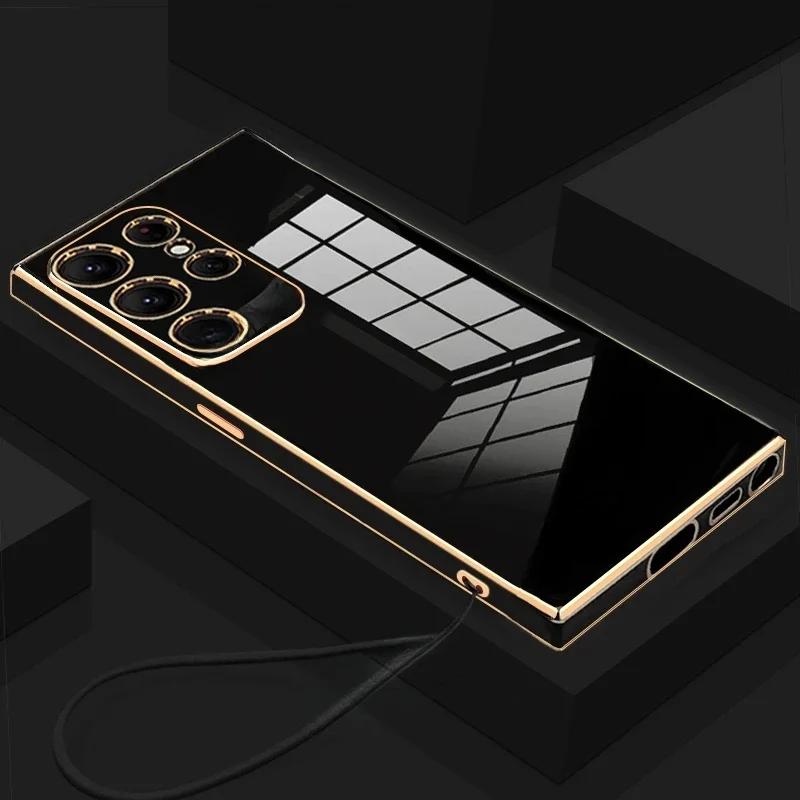 

Розкішний чохол із покриттям для Samsung A56 A36 A26 A16 A06 A55 A35 A25 A15 A05 S A54 A34 A24 A14 A04 A73 A53 М який силіконовий чохол для телефону зі шнурком For Samsung A36 5G&Case & Strap чорний