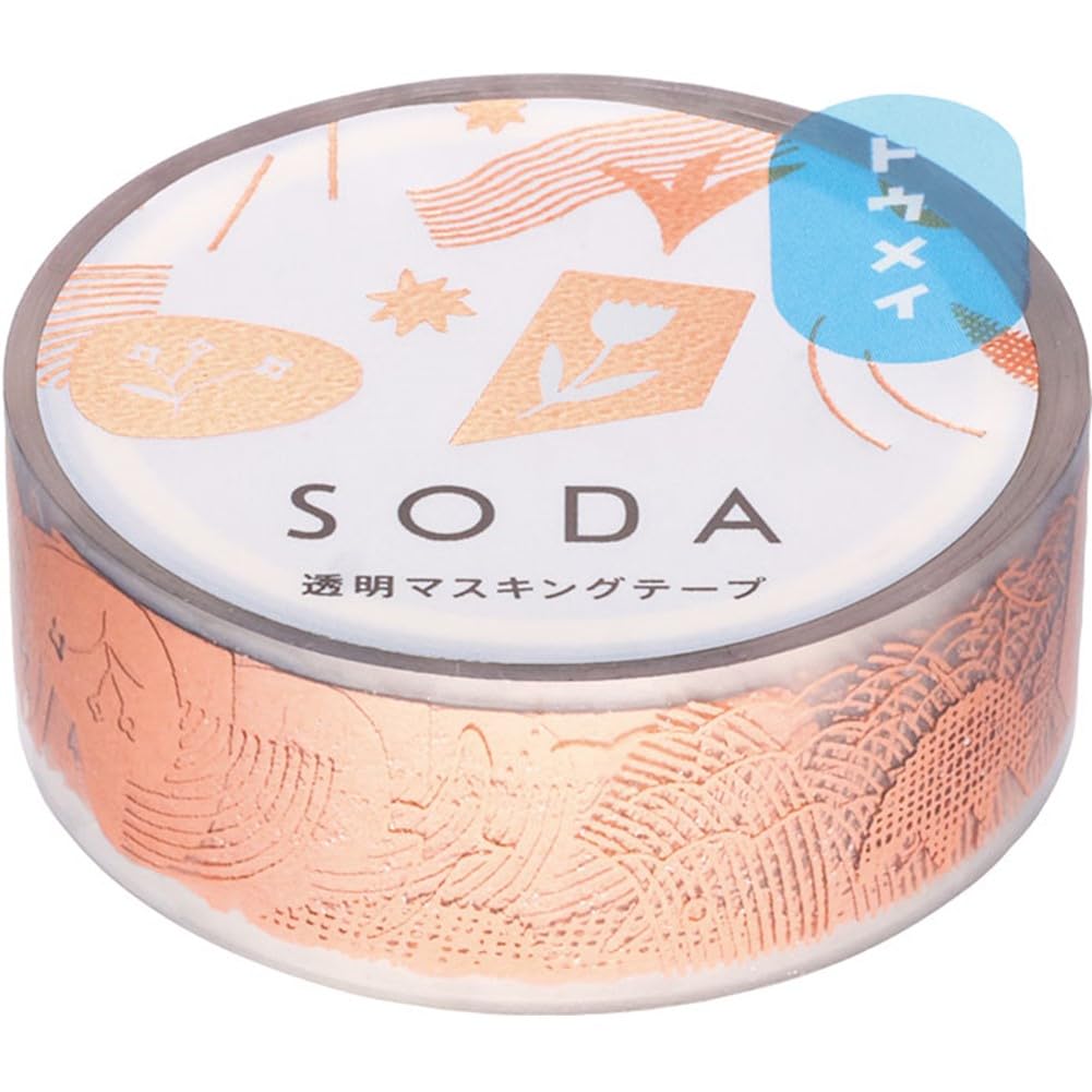 King Jim SODA Masking 15mm Fragmented Tape, Transparent, Wide, Design, CMTH15-006