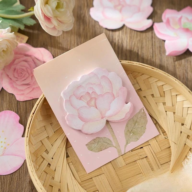 Flower Shaped Memo Book Four Seasons Flower Series Message Board Sticky Notes Decorative Sticker Student Office Stationery Supplies