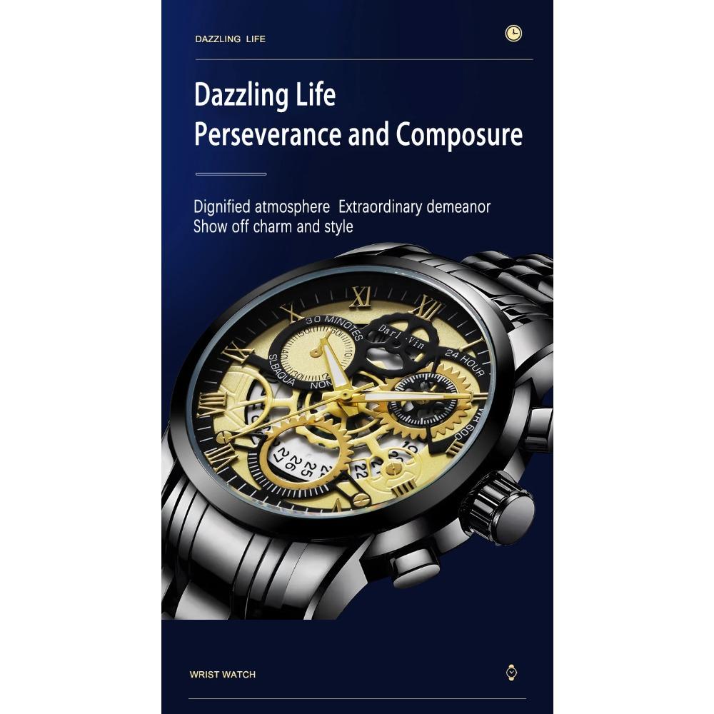 UTHAI BK140 Fashionable Man watch waterproof calendar night light steel strip men's watch sports clock gift watches for man