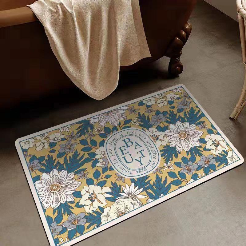 Nordischer Retro-Wind Diatomeenerde Badezimmer Saugfähige Bodenmatte Toilette Rutschfeste Fußmatte Verschleißfest Schnelltrocknend Waschbarer Teppich 40X60cm 15.7X23.6in