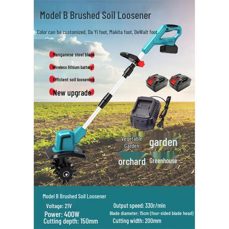 Portable Electric Tiller: Handheld Lithium-Battery Powered Soil Loosener & Cultivator