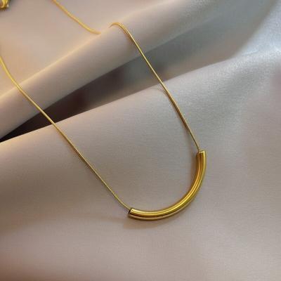 High Quality Stainless Steel New Fashion Upscale  Minimalism Circular Arc Charms Snake Chain Choker Necklaces  for Women Jewelry