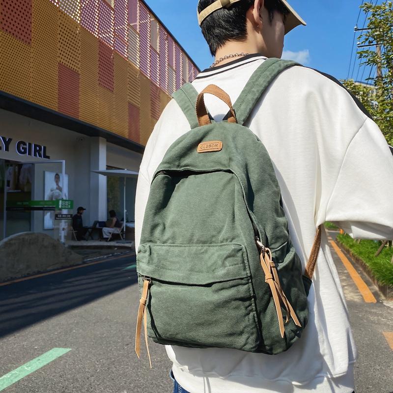 Schultasche für Männer, Junior High School, Senior High School, Studentenrucksack, alter gewaschener Canvas-Rucksack, weiblich