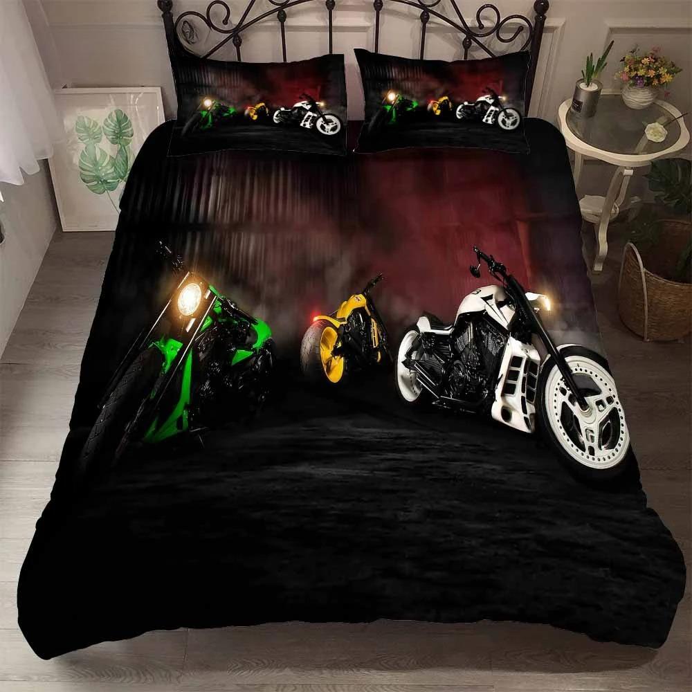 Handsome Red Motor Racing bedding set twin bed men 2-3 PCS Duvet Cover Sets Us Size Super Cool Comforter Bedding Sets For Boy