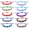 Polyester Boho Bohemia Waved String Braided Friendship Bracelets Ethnic Multicolor Weave Textured Adjustable 15cm-27cm Long, 1PC