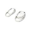 Fashion Shiny Zircon Double Loop Hoop Earrings for Women Girls Irregular Personality Earrings Buckle Daily Jewelry Accessories