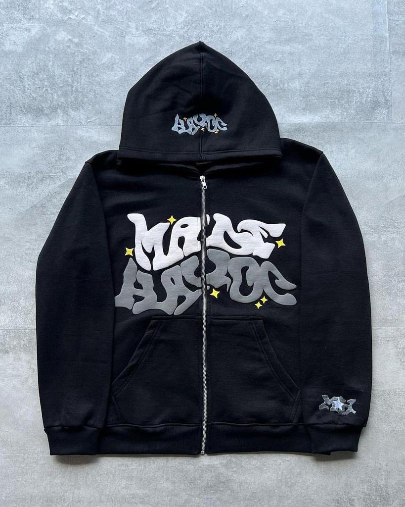 Mikiny s potiskem Y2K Letter Dámské Podzim Zima Harajuku Mikina na zip s kapucí Gotická Hip Hop Oversized bundy Streetwear