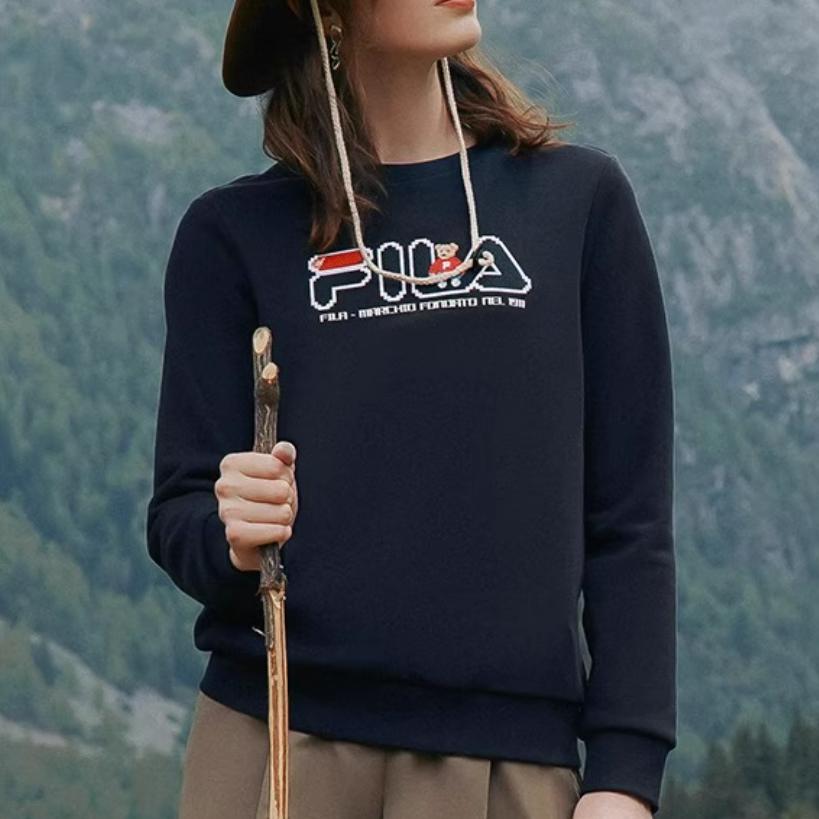 Fila Φούτερ Πουλόβερ Fleece Κλασικό με Στρογγυλή Λαιμόκοψη Γυναικείο sweatshirt Θρυλικό-Μπλε F51W248290F-NV
