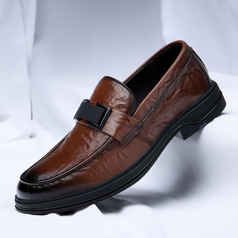 Fashion Versatile Mens Leather Shoes Spring New Casual Men Shoes Korean Version Simple Soft Soled Business Leather Shoes for Men