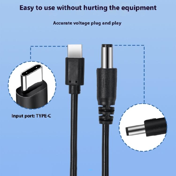 Type C To DC5525 Power Cord With Adjustment Voltages And Connectors Multiple Devices Compatible