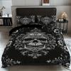 3PCS Black and White Skeleton Victorian Baroque Gothic Retro Duvet Set (1 Duvet Set+2 Pillowcases without Pillow Core)