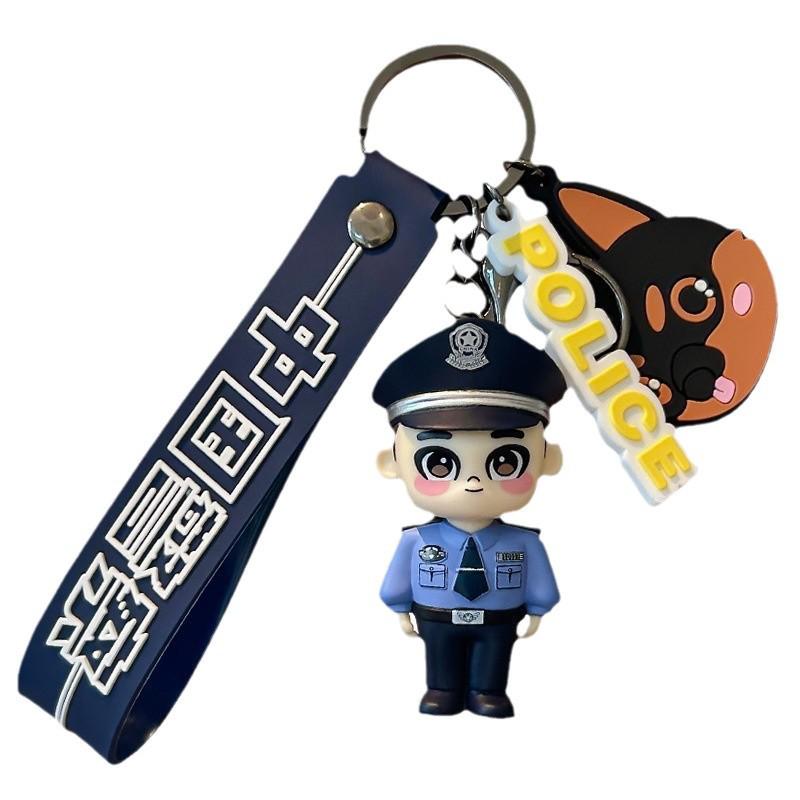 Cartoon Police Officer Keychain - Security, Traffic, Fire Service Commemorative Gift